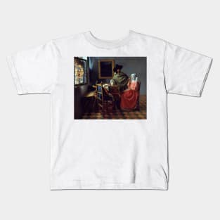 The Glass of Wine by Jan Vermeer Kids T-Shirt